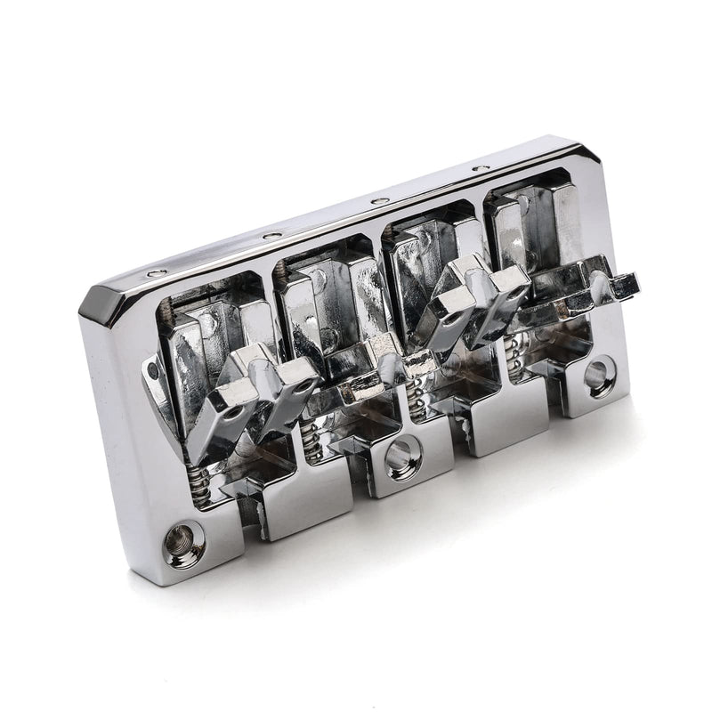 4 String Bass Guitar Bridge 93 x 45 mm (3.66 x 1.77 inch) Reliable and Versatile Bass Bridge for Your Instrument, Silver Bridge+4R Keys