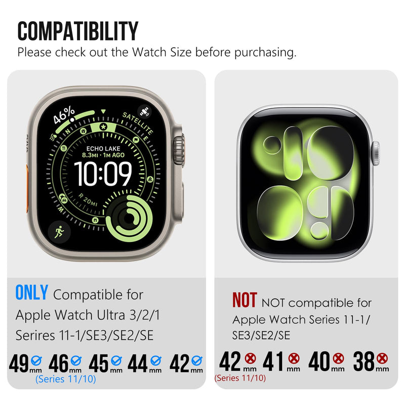 KADES Stainless Steel Band Fit for Apple Watch Band, Premium Metal Strap | Business Office Work, Butterfly Clasp, Classic Style, Sizing Tool Included, for iWatch Series 1-11/Ultra/SE 38mm-49mm Titamium(Titanium) 49/46/45/44/42mm(Series 3/2/1)