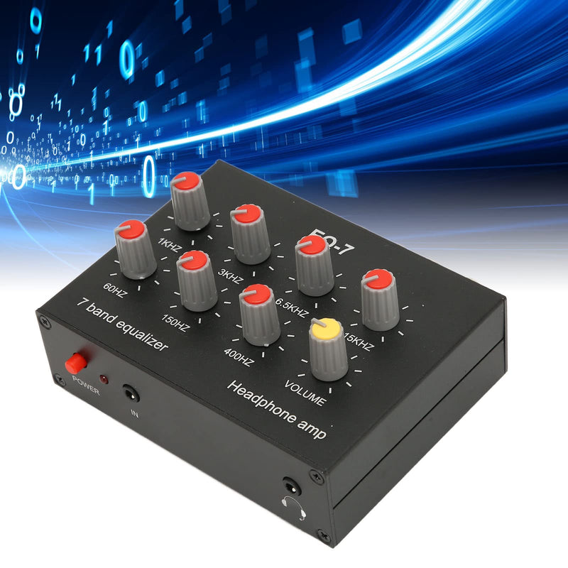 7 Band Sound Equalizer with 3.5mm Interface, Dual Channel Digital Equalizer, Aluminum Alloy Material for Car Stereo System