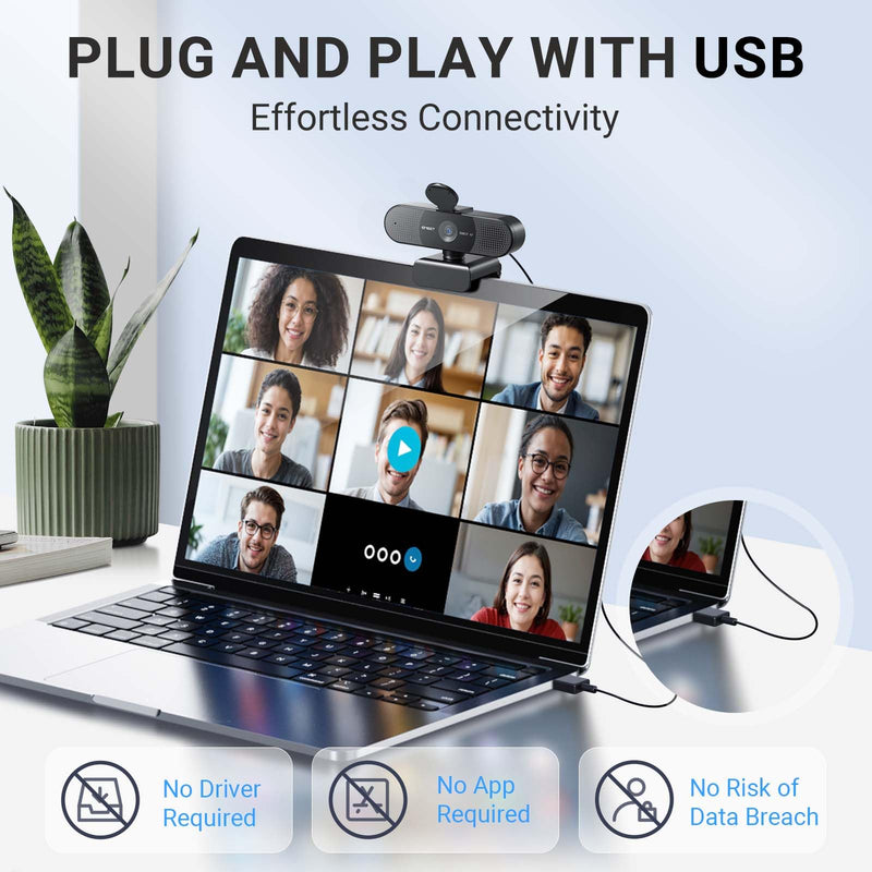 EMEET 2024 Upgraded C960 Webcam, Autofocus, 73° View Angle, Computer Camera w/Privacy Cover and Microphone, 1080P HD Webcam for PC, Plug and Play USB Webcam for Video Calling/Zoom/Skype/Teams/Webex 1080P Black AF