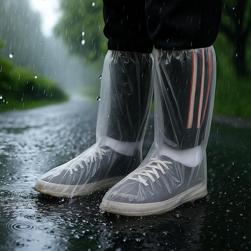 4 Pairs Disposable Boot Covers with Elastic Band, Waterproof Rain Shoe Covers, Transparent Overshoes, Waterproof, Non-Slip for Men and Women for Outdoor Camping