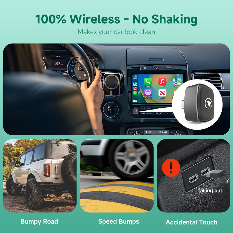 M1 2in1 Wireless CarPlay Android Auto Adapter Mini Car Play Dongle | Low‑Latency Mini Wireless Alloy & Glass Design, Turns Factory Wired CarPlay & Android Auto Into Wireless for iPhone & Android USB Type A