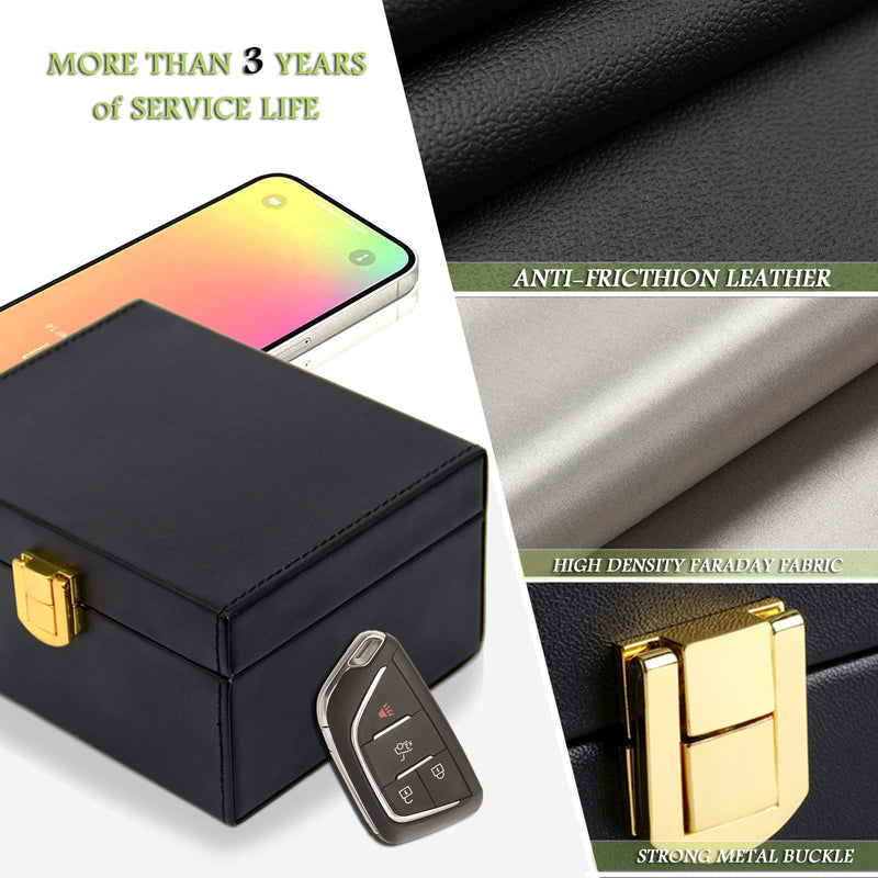 Faraday Box & 2 Pack Faraday Bag for Key Fob Protector, Faraday Cage Key Fob Signal Blocker Faraday Key Fob Protector Faraday Pouch RFID Box for Car Keys Medium