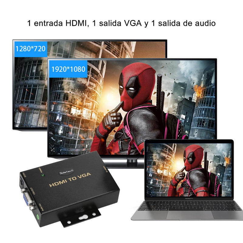 [AUSTRALIA] - JideTech HDMI to VGA Converter with 3.5mm Audio Supports 1080P for PC Laptop Display Computer Mac Projector 