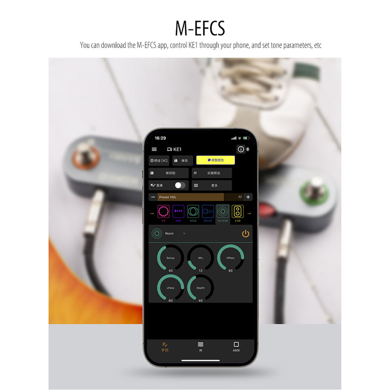 KE1 Multifunctional Guitar Effects Pedal with 36 Custom Presets, Amp & IR Cabinet Modeling - Portable Multi-Effects Processor for Electric Guitar/Bass, Built-in Battery, Mobile Recording