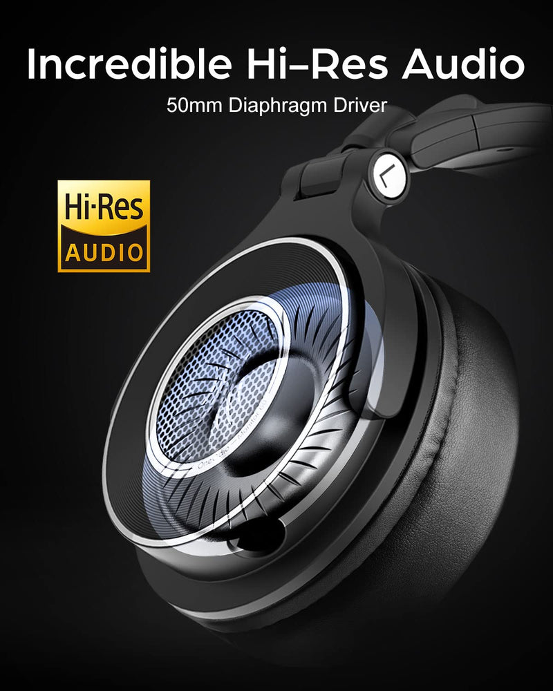 OneOdio Monitor 60 Professional Studio Headphones - Recording Wired Over Ear Headphones, Hi-Res Audio, Soft Comfortable Earmuffs, 6.35mm Adapter for Tracking Mixing DJ Mastering Broadcast-Black Black