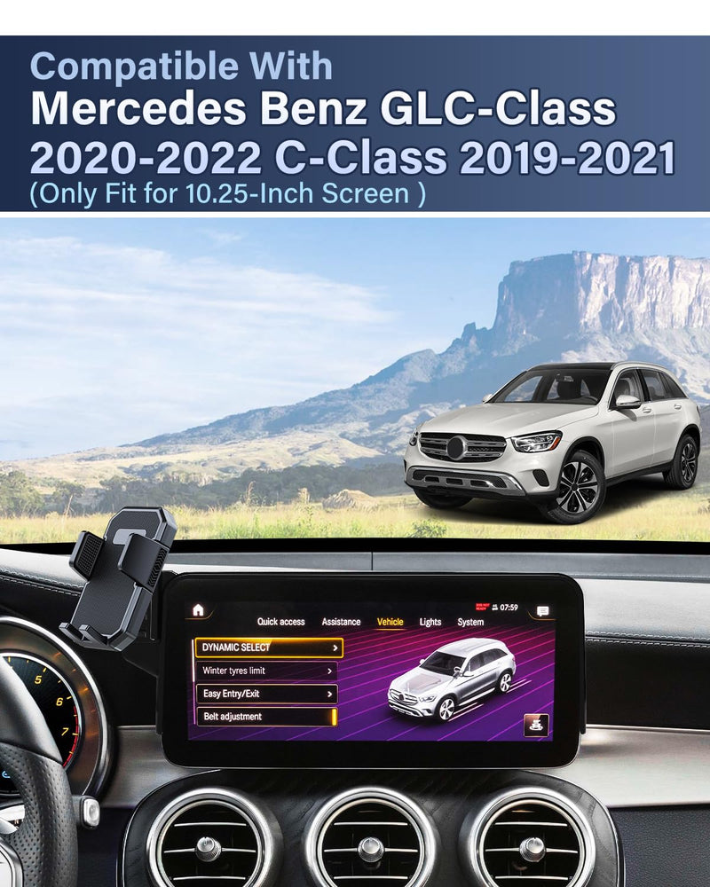 PZK Car Phone Holder for 2020-2022 Mercedes-Benz GLC/C-Class 2019-2021 | 10.25-Inch Screen Auto Lock Car Phone Mount One Button Release Fixed Clip Hands-Free 360° Rotation Fit 4.0-7.0'' Phones GLC 2020-2022 / C-Class 2019-2021 (10.25-Inch)