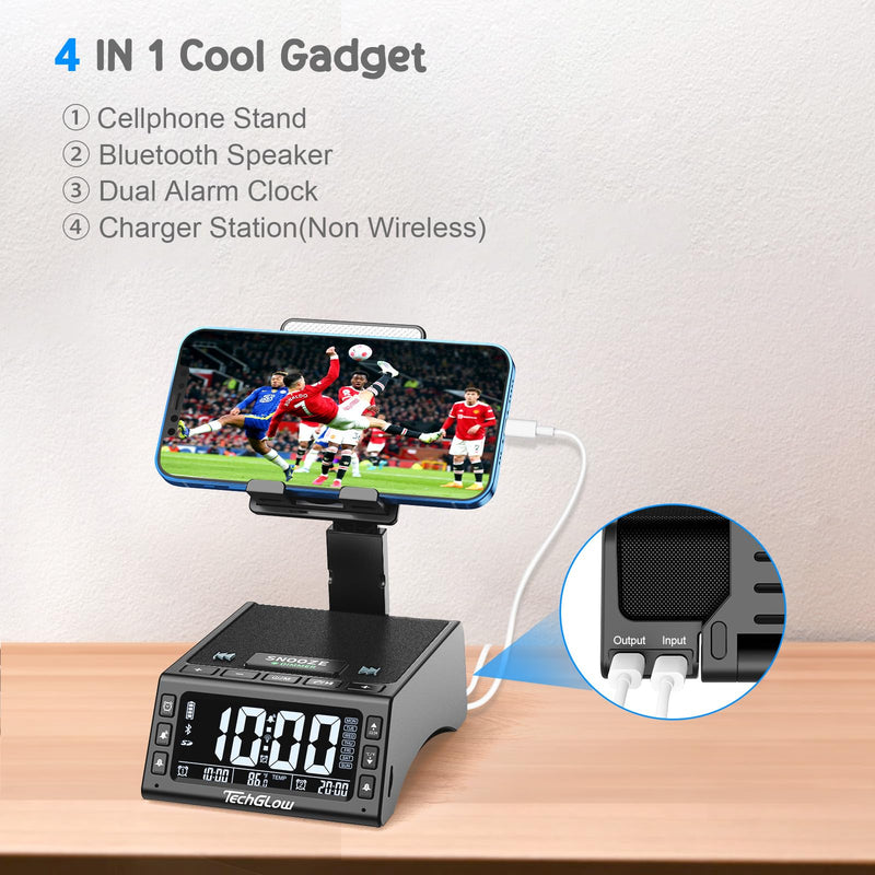 Gifts for Men Women Foldable Cellphone Stand with Bluetooth Speaker Charging Station Birthday Gift Idea for Mom Dad Cool Gadget Tech Gifts Black