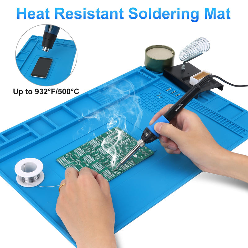 STREBITO Silicone Soldering Mat Electronics Mat, Solder Pad Heat Resistant 932°F, Magnetic Work Mat Silicone Repair Mat for Soldering, Computer, Laptop, Cell Phone, RC, Watch, Gun, Size 17.7" x 11.8" S-450