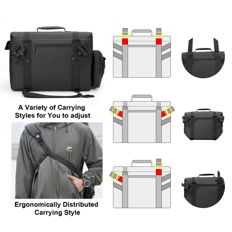Cwatcun Tactical Camera Sling Bag, Crossbody Case with Tripod Holder | Fits 1camera+2lenses+11"iPad. Tactical webbing, removable pouches, magnetic buckle, padded foam, tripod holder Black Small