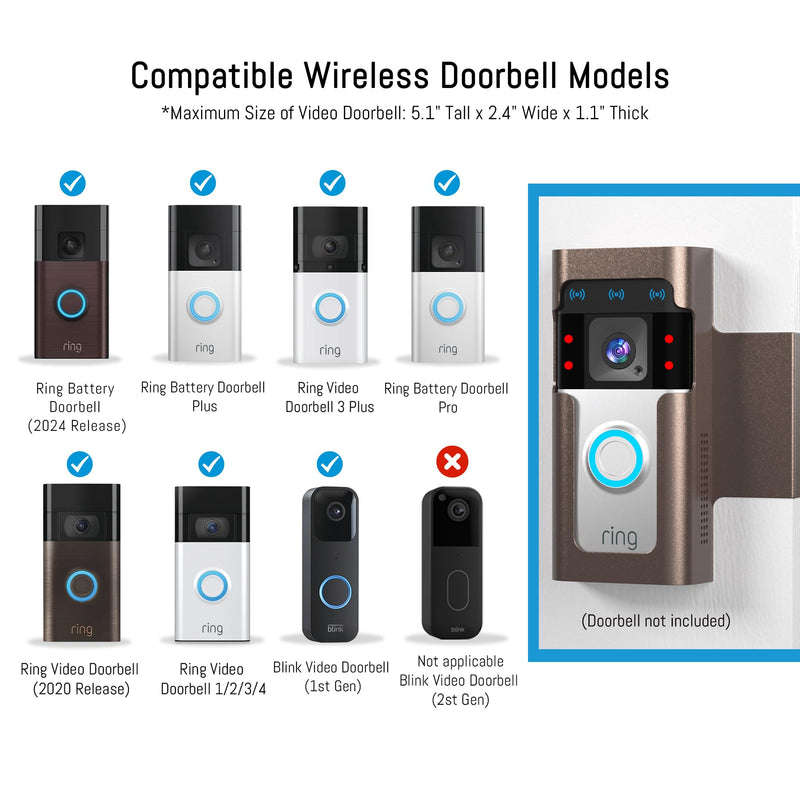 [AUSTRALIA] - Anti Theft Ring Doorbell Mount: Metal Ring Apartment Door Mount Blink Doorbell Camera Holder No Drill - Renter Friendly Ring Doorbell Mount No Damage ‎Frosted Bistre 