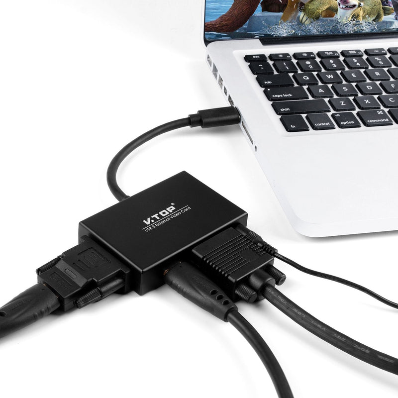 USB 3.0 to HDMI-DVI-VGA Video Graphics Card Adapter for Multiple Monitors-Add HDMI and DVI-D or HDMI and VGA (Compatible for Windows 10, 8.1, 7, XP) USB 3.0 to HDMI-DVI-VGA