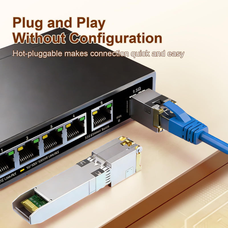 2Pack 10Gb SFP+ to RJ45 Ethernet Transceiver, 10Gbase-T Copper SFP Module | Compatible Cisco SFP-10G-T-S, Ubiquiti uacc-cm-rj45-mg, Netgear, Mikrotik s+rj10, TP-Link, CAT.6a/7, 30m/98.4ft 2 Pack 10GBase-T: 30m