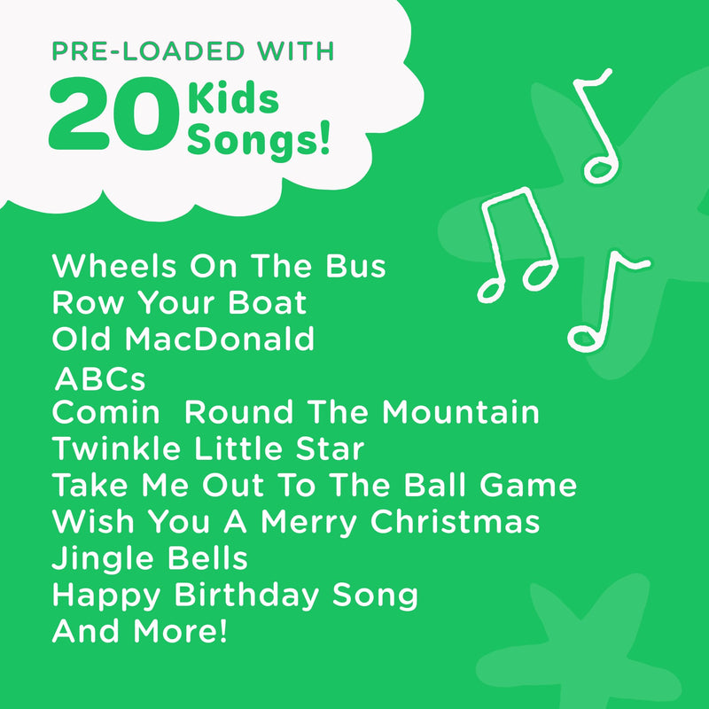 Move2Play, Kids Karaoke Microphone | Includes Pre-Loaded Songs & Bluetooth | Kids Birthday Party Gift | Toy for All Ages 2, 3, 4, 5, 6+ Year Old Girls, Boys & Toddlers Blue/Green