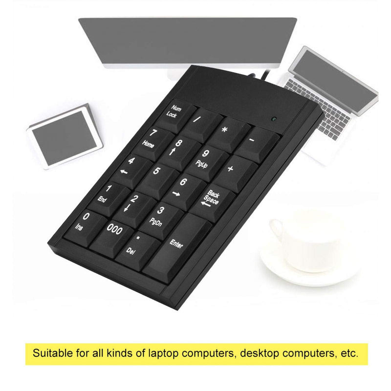 USB Numeric Keypad, Portable Slim Mini Number Pad for Laptop Desktop Computer PC, Full Size 19 Key, Big Print Letters, for Windows 7/8/9/10/for iOS/for Android