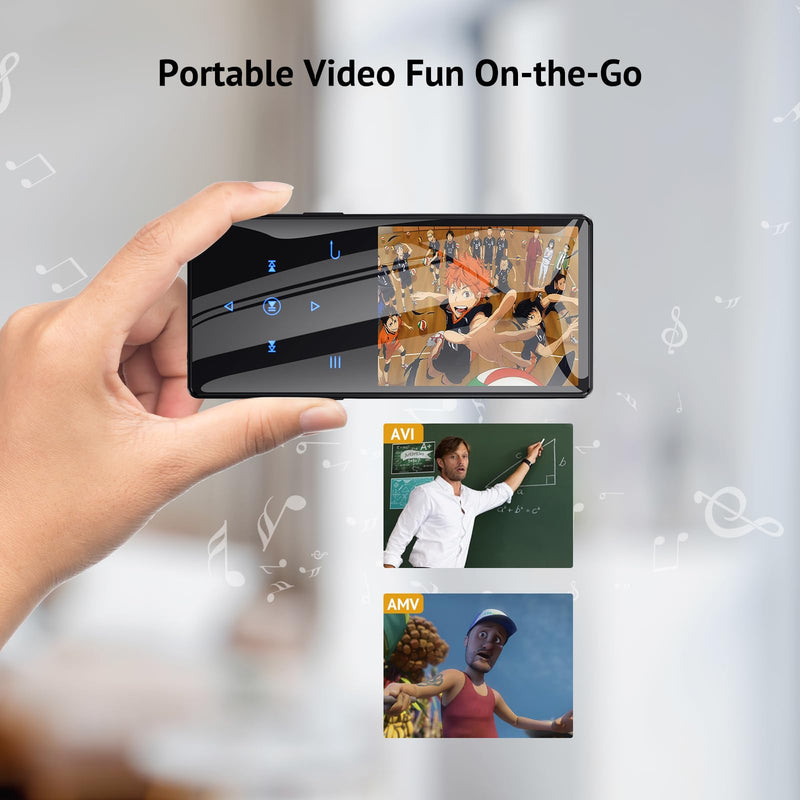 64GB MP3 Player with Boosted Bluetooth 5.0, Music Player Features HD Speaker, 2.4" Screen, Touch Buttons, Expandable SD Card Slot, Supports FM Radio, Voice Recording, E-Book, and More