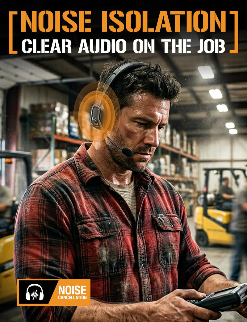 ToughTested PROCOMM 724 Trucker Headset with Noise Cancelling Mic | Wireless Bluetooth headset with 40Hr talk time, 60Hr music, HD sound, and dual device pairing for drivers.