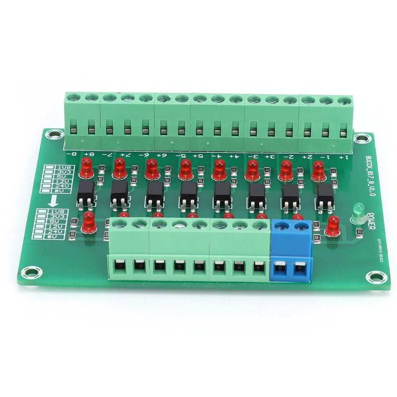 8 Channel Optocoupler, 12V to 3.3V Simple Operation Isolator Module for Single Chip Microcomputer Signal Isolation