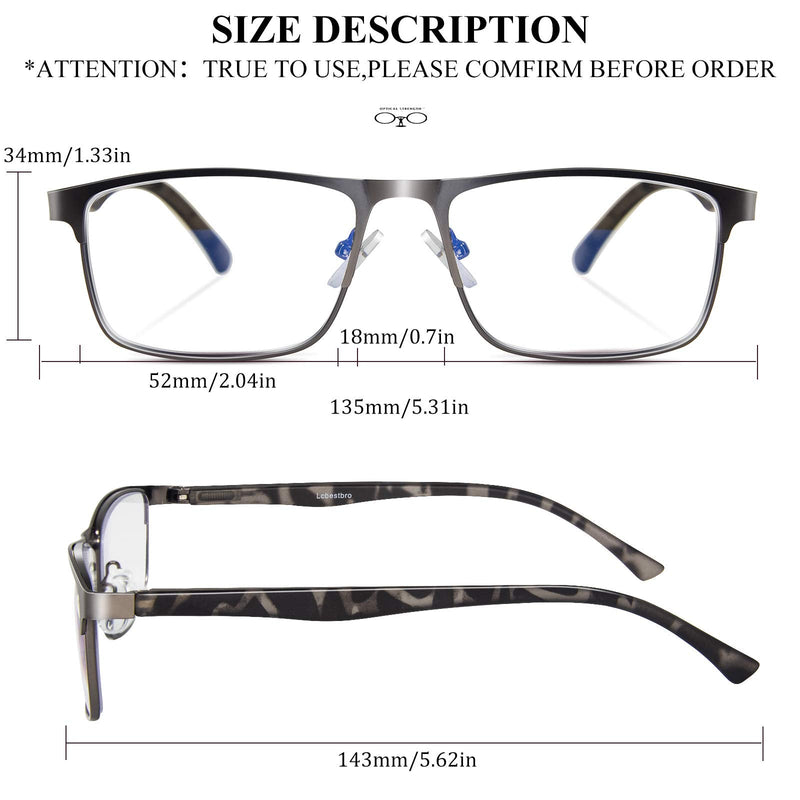 [AUSTRALIA] - 3 Pack Blue light Blocking Reading Glasses for Men, Stylish Metal Frame Readers 3 Pack Mix Color 2.0 x 