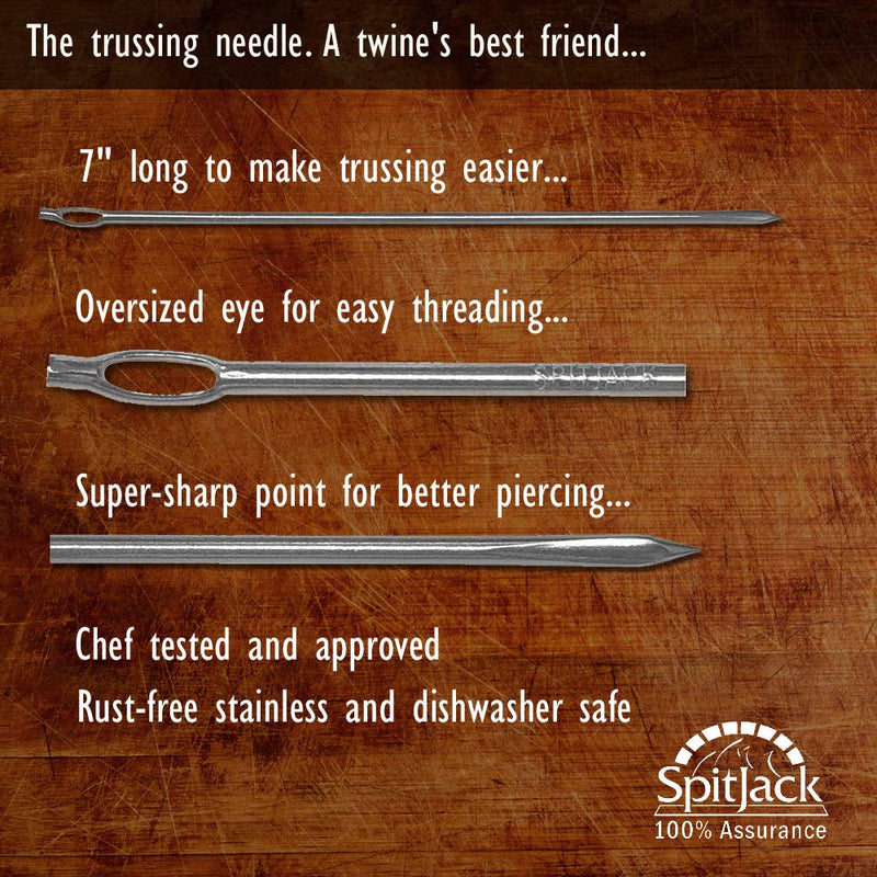 SpitJack 7" Trussing Needle SS for Whole Hog, Pig, Lamb, Roast Beef & Turkey (1) 1