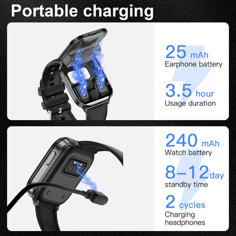 Smart Watch with Earbuds, 2 in 1 Bluetooth Watch with Wireless Earphones, Fitness Tracker Heart Rate Monitor Sleep Tracker Step Calories Counter, Waterproof Smartwatches for iOS Android Phones Gold