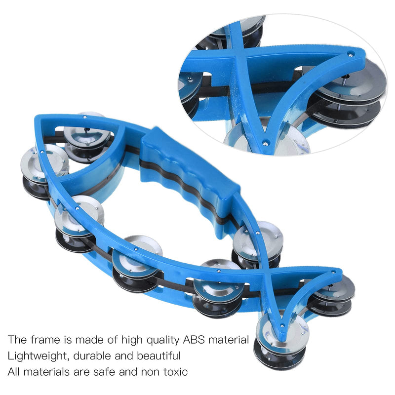 Hand Tambourine Bell Fish Shaped Double Row Tambourines Hand Drum Bell Musical Rhythm Instrument without Burrs(blue) blue