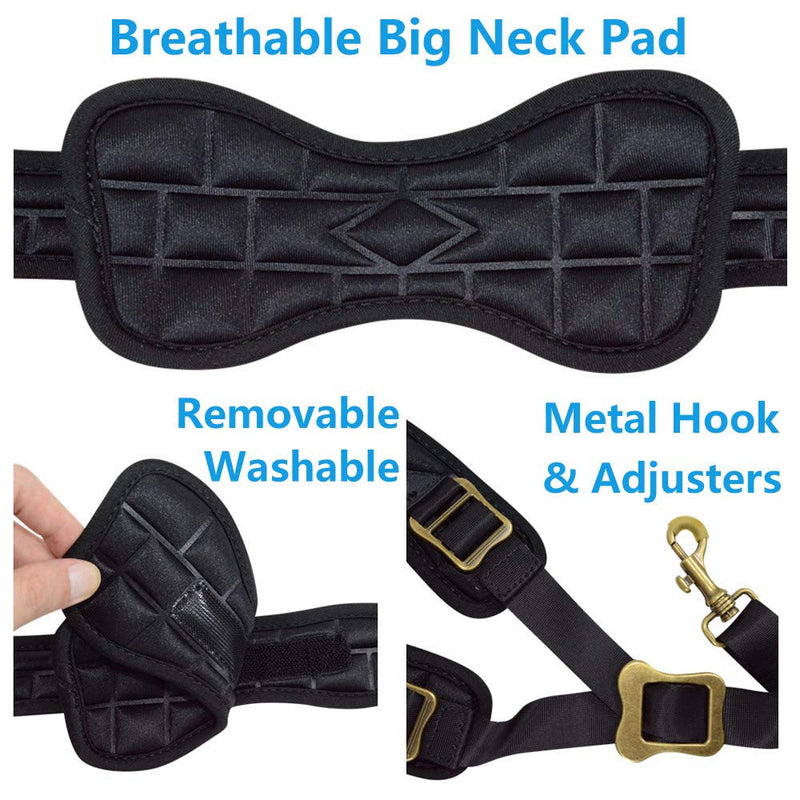 adorence Padded Saxophone Neck Strap - Comfortable Sax Strap with Breathable, Removable & Washable Neck Strap Cushion - H04 Black Darkblack