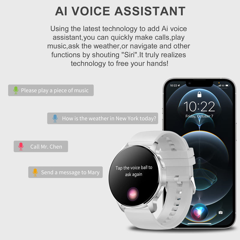 Smart Watch for Women, Bluetooth Smartwatch Make/Receive Calls With 24-hour heart rate&sleep monitor, IP68 Waterproof Fitness Tracker Watch for Android iOS, 120+ Sports Modes, 200+ Dials（Silver）