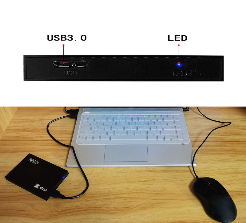 HWAYO 2.5'' 1TB Ultra Slim Portable External Hard Drive USB3.0 HDD Storage for PC/Desktop/Laptop/MacBook/Chromebook/Xbox One (Black) Black