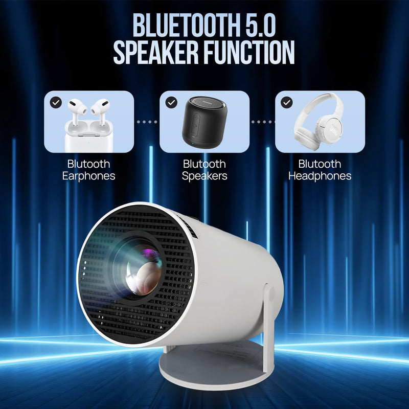 [AUSTRALIA] - Upgraded Projector with WiFI 6 and Bluetooth Mini Portable Smart Video Theater 4K HD 1080P Outdoor Screen Movie Home TV Monitor PC Games 180° Rotatable Compatible for Laptop Tablet Computer 