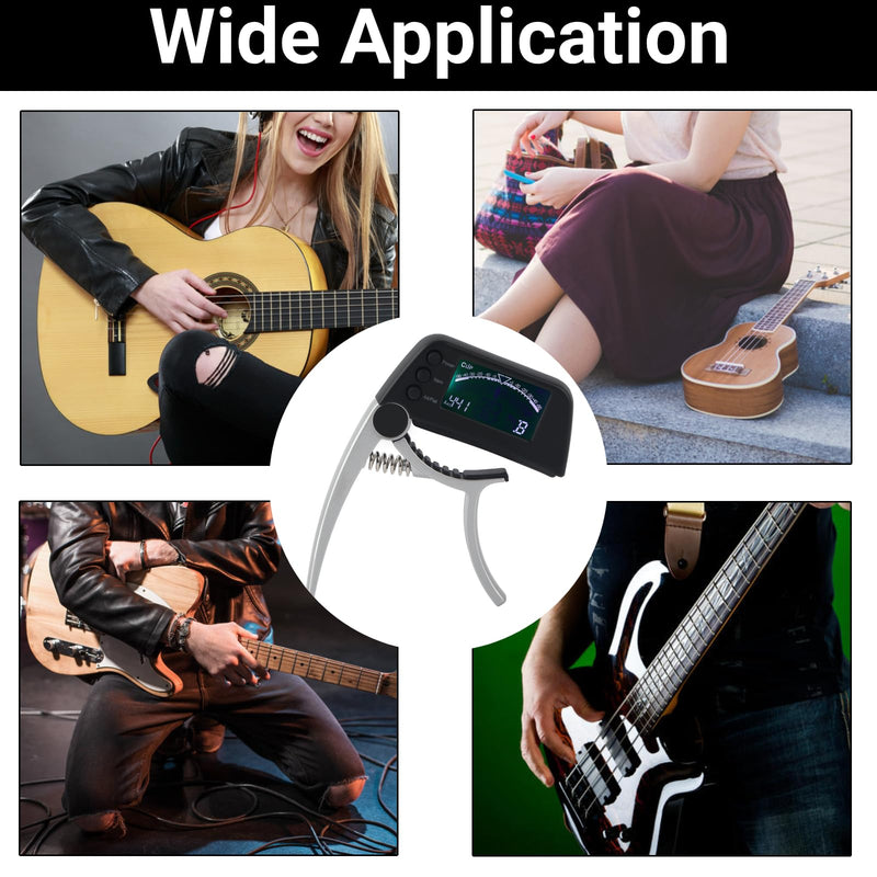 [AUSTRALIA] - Guitar Capo Tuner 2 in 1 Clip on Tuner and Capo with Large LCD Display Accurate Tuning for Acoustic Electric Bass Ukulele Violin Banjo 