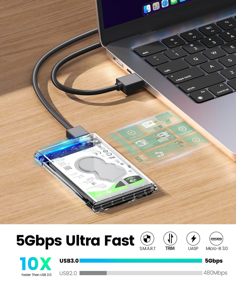 ORICO Tool-Free Clear 2.5 Inch Hard Disk + Waterproof 2.5 inch External Drive Storage Carrying Bag