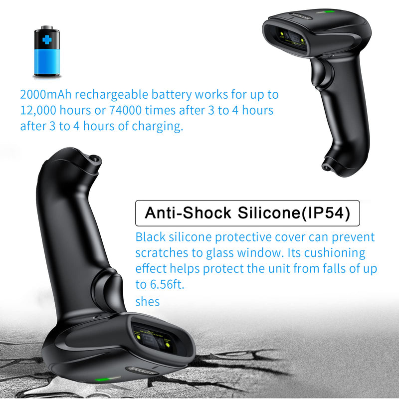 [AUSTRALIA] - Symcode Wireless Barcode Scanner Versatile 2-in-1 (2.4Ghz Wireless+USB 2.0 Wired) Handheld Automatic 1D Laser Barcode Scanner 328 Feet Transmission Distance Rechargeable 1D Laser Bar Code Scanner Wireless Barcode Scanner 1D 