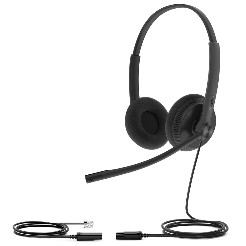 [AUSTRALIA] - Yealink YHS34 Lite Dual Telephone Headset with RJ9 Jack Phone Headset with Microphone Noise Canceling, Compatible Poly Snom Desk Landline Phones (2.1m Cable) YHS34 Dual - RJ9 Headset Sponge Earpad 