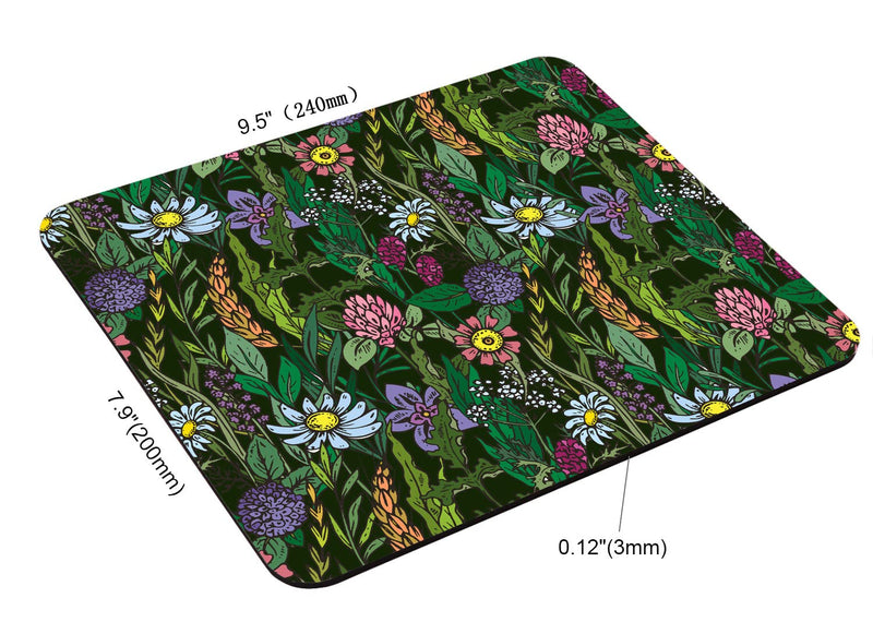 Wild Flowers Mouse Pad Green Mousepad Botanical Office Decor for Women Desk Accessories Floral Summer Mousepad Gift for Coworker Boss 9.5"x7.9"x0.12" Inch Wild Flowers