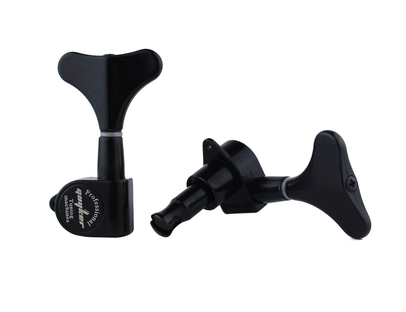 [AUSTRALIA] - Guyker Guitar Bass Tuners (2R + 2L) - 1:17 Ratio Headstock Sealed Tuning Key Pegs Machine Head Replacement for Electric Jazz Bass or Precision Instruments - Black 2R + 2L 