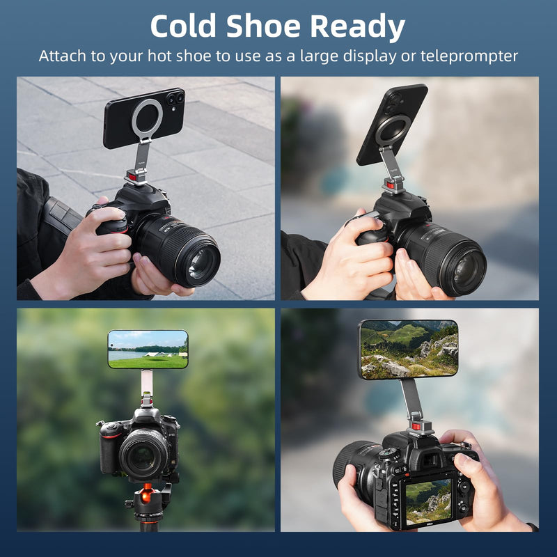 BRDRC Cold Shoe Phone Mount with Arca Port, Tripod Mount for MagSafe Magnetic Hot Shoe Adapter with 1/4" Screw Hole for DJI Ronin Samsung Canon Nikon DSLR Photography Accessories