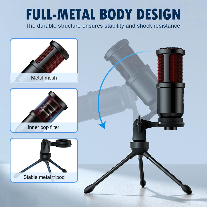 PUPGSIS XLR Dynamic Microphone, PC Computer Gaming Streaming Microphone for Podcast Recording, Vocal Capture, Content Creation, Cardioid Studio Mic for Audio Interface, Mixer, Sound Board