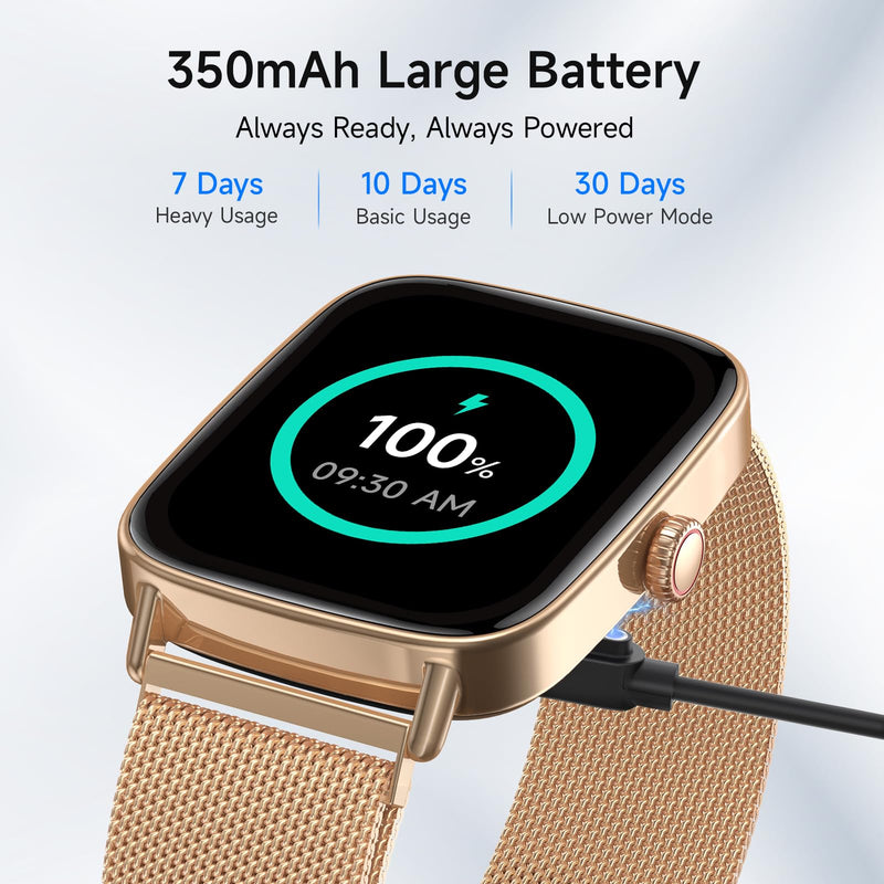Smart Watch for Men Women, 1.85" HD Smartwatch Compatible iPhone/Samsung/Android (Answer/Make Calls), 100+ Sport Modes Fitness Tracker with Heart Rate/Sleep/SpO2 Monitor, IP68 Waterproof, Metal Band