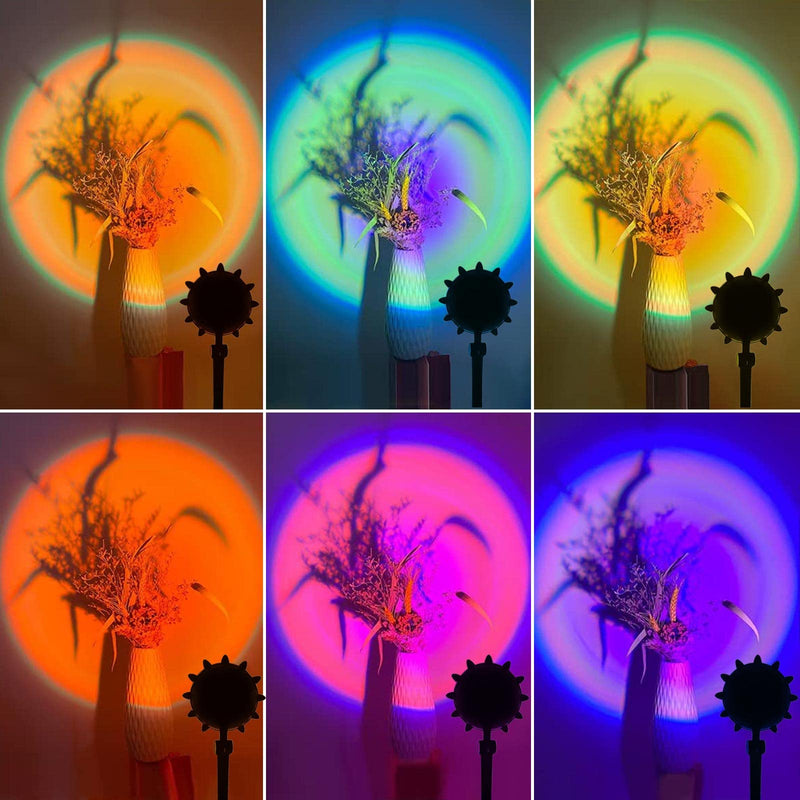 YouOKLight Sunset Lamp Projector, Sunset Projector Light LED 16 Colors Brightness Adjustable Projection Night Light with Remote Control USB Charging for Photography Party Home Living Room Bedroom Rgb, Remote Control, Sunflower