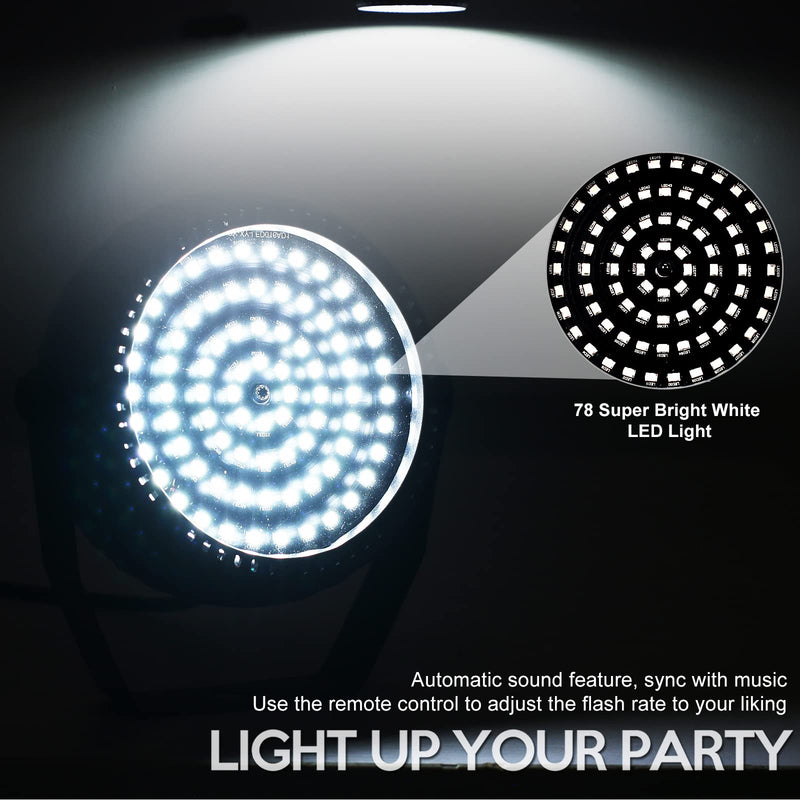 White Strobe Lights Halloween Super Bright 78 LEDs Strobe Light for Parties Sound Activated Mini DJ Strobe Light with Remote Control, Best for Room Stage Party Dance Wedding