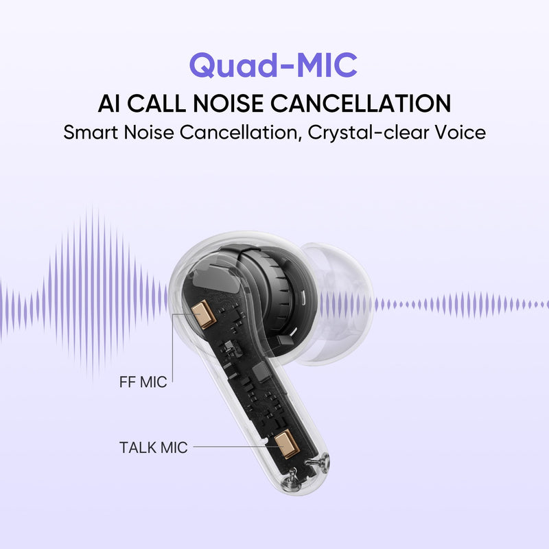 realme Buds T200 TWS Buds, Hi-Res Audio, LDAC, IP55 Water Resistant, 12.4mm Dynamic Bass Driver, 32dB ANC, 50h Playback - (Purple) Purple