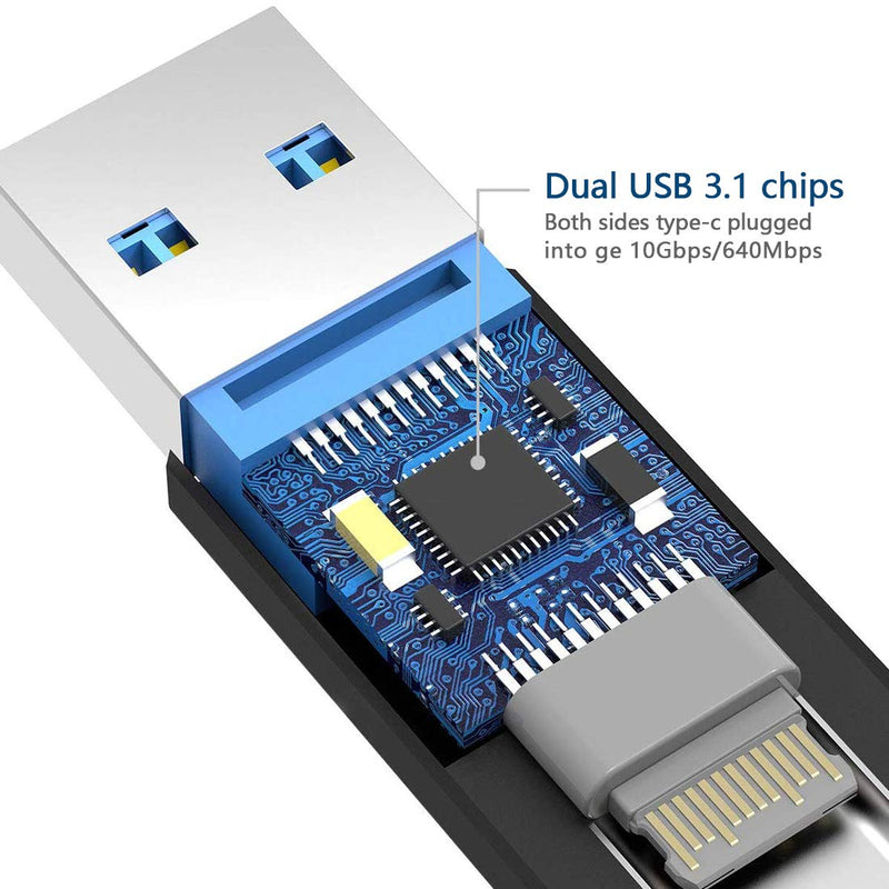 Geekria USB 3.1 to USB-C Data Sync & Charger Adapter for PC, Laptop, Tablet, Flash Disk, External Hard Drive, USB Male to Type-C Female Converter for Charging and Data Transmission (2 Pack)