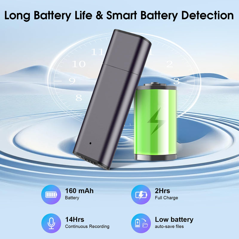 64GB Voice Recorder Digital Voice Activated Recorder USB Recording Device with Noise Reduction Rechargeable 750Hrs Small Pocket Audio Recording Devices for Lectures, Interview, Meeting, Class (Grey) Grey
