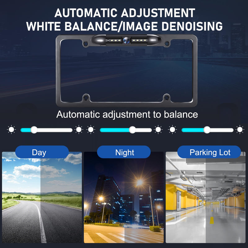 GLK Backup Camera, AHD 1080P License Plate Backup Camera, Night Vision Rear View Camera with 8 LEDs, Wide Angle IP69K Waterproof Reverse Rear Camera for 12-24V Car Vehicle SUV RV