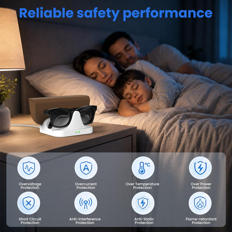 Ablink 2-in-1 Magnetic Charging Dock,for Ray-Ban Meta Gen 2 Wayfarer Skyler Blayzer Scirber Optics, Fast Charger Station for Meta Glasses and Case,LED Indicator