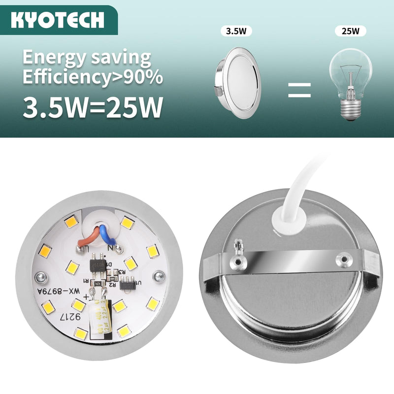 KYOTECH Set of 3 LED Furniture Lights 230 V, 3.5 W LED IP44 G4 15 mm Flat Furniture Recessed Spotlight, 3000 K Warm White, Kitchen Hood Light, Bathroom Light Recessed Spotlight Chrome