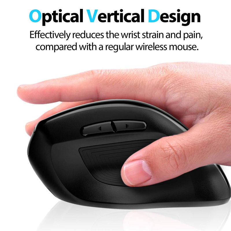 Memzuoix Ergonomic Mouse Wireless, 2.4G Optical Cordless Mice with 800 / 1200 /1600 DPI, Vertical Computer Wireless Mouse for Laptop, Mac, PC, Desktop (for Right Hand, Large), Purple