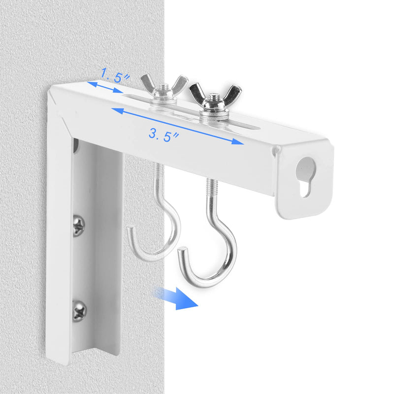 Suptek Universal Projector Screen Wall Mount L-Brackets Wall Hanging Mount 6 inch Adjustable Extension Mounting Hooks for Projection Screen up to 66 lbs, 30 kg Capacity Each, PRL001, White (1 Pair)