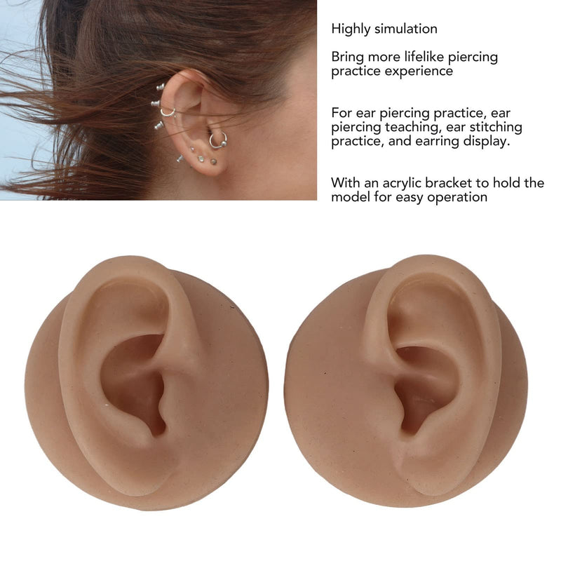 Soft Silicone Ear Model, Reusable Ear Display Mould, Professional Ear Piercing Tool, Safety Pierce for Piercing Practice Earring Display, Various Skin Colours (Dark Skin Colour) Dark skin colour